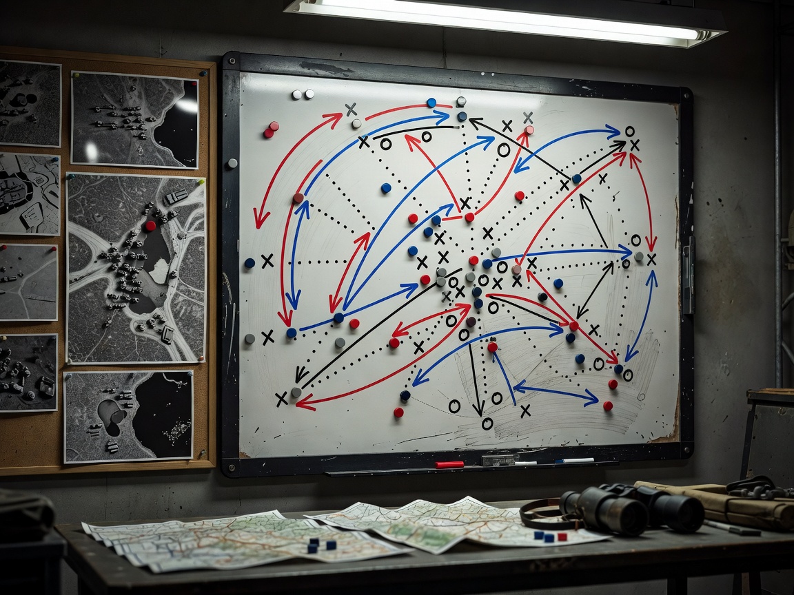 Tactical board display detailing modern soccer strategies and play layouts